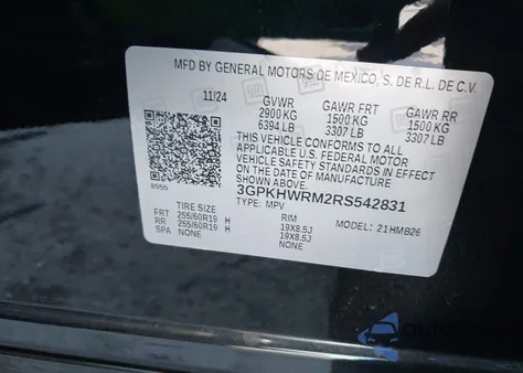 2024 Honda Prologue Touring z USA, uszkodzony, nr VIN 3GPKHWRM2RS542831